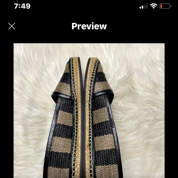 BURBERRY Hodgeson Striped Raffia Eapadrilles - Picture 4 of 7